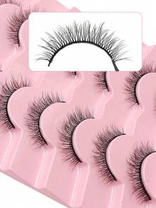 7 对纤细 3D 仿貂皮睫毛 - 自然外观、蓬松、可重复使用的假睫毛，适合日常佩戴