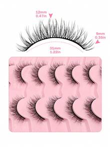 7 对纤细 3D 仿貂皮睫毛 - 自然外观、蓬松、可重复使用的假睫毛，适合日常佩戴