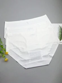 3pcs Women Seamless Low Waist Ice Silk Breathable Triangle Panties