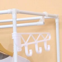 1pc Freestanding Garment Rack With Shoe And Clothing Organizer Shelves - Household Bedroom Clothes Storage Rack With Hooks - Multicolor - View 9
