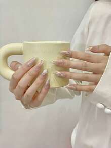 Set Of 10 Oval Shaped Aurora Mermaid Style Elegant Artificial Nail Tips, Opalescent Glossy Finish, Handmade For Everyday Wear, Party & Date Press On Nails Nail Supplies Nails - Multicolor - View 4