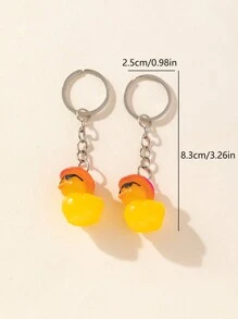 2pcs Women's Cartoon Duck Keychain With Hat Gift Souvenir Car Accessories Bag Charm School Cute Goth Y2k