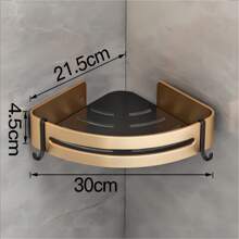 Kit 2 Bathroom Accessories, Gold Black Aluminum Bathroom Storage Rack - Bộ 2 tam giác - Xem 5