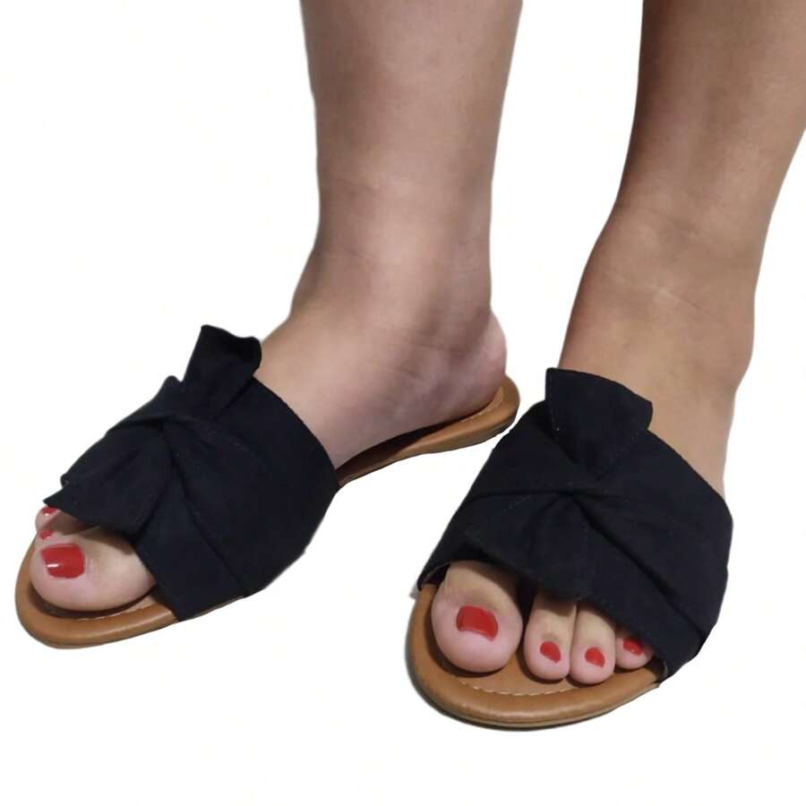 Women's Flats Special Numbering 33 To 44 Mule Clog Flat Flip Flop Sandal - 黑色 - 查看 1