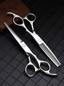 1pc/2pcs High-Quality Hairdressing Scissors Set, Stainless Steel Haircut Shear, Bangs Trimmers, Household Hair Cutting Tool,Back To School,Travel Holiday Essentials,Hair Accessories For Women - Silver - View 1