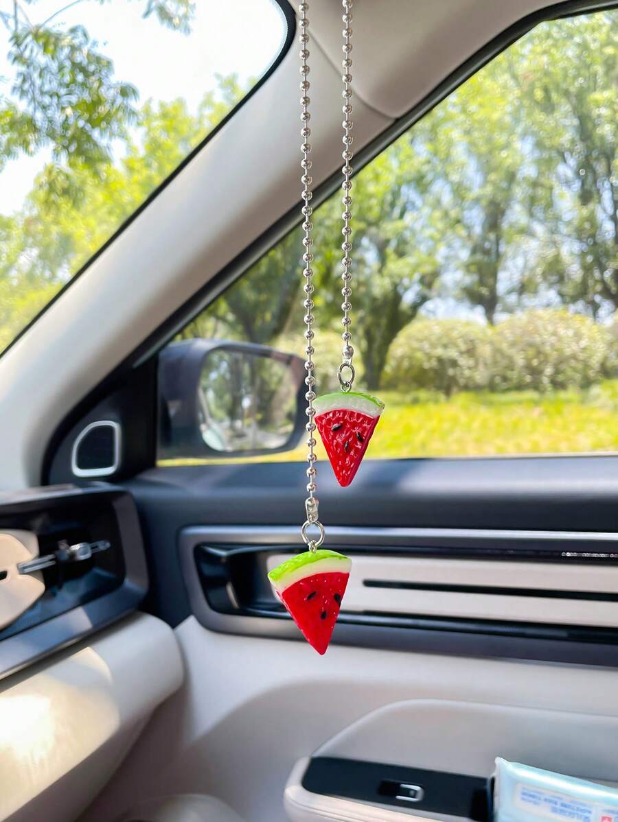 Cartoon Watermelon Shaped Hanging Car Accessories, Rearview Mirror Decor - one-size - View 1