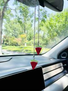 Cartoon Watermelon Shaped Hanging Car Accessories, Rearview Mirror Decor - one-size - View 3