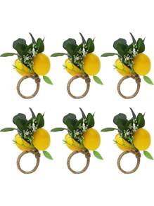 Tropical Fruit Lemon Napkin Rings, Suitable For Outdoor Wedding Theme Party, Room Decor, Dining Table Decor, Home Decor, Fit For Holidays, Parties, Birthdays, Weddings And Dinners - Multicolor - View 14
