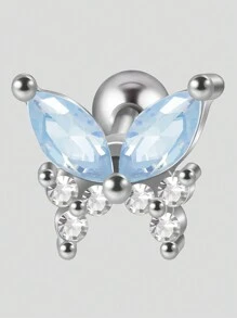 1PC Stainless Steel Cz Butterfly Ear Tragus Cartilage Turquoise Butterfly Lobe Helix Daith Earrings Piercing Body Jewelry - As Shown - View 19