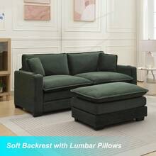 82.7" Cloud Couch Sectional Sofa, Modern 3 Seat L Shaped Couch With Ottoman & Cup Holder & USB Ports, Upholstered Corduroy Couch Comfy Couches For Living Room, Apartment - 綠色 - 查看 7