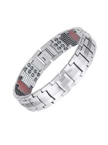 1pc Customized Modular Stainless Steel Adjustable Tennis Bracelet, Titanium Steel Magnetic Bracelet, Punk Rock Style Wristband, Unisex Chain Wristlet Suitable For Travel, Cycling, Party, Music Festival, Birthday Gift For Boyfriend, Father