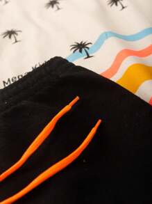 Men's Summer Children's Set Waves And Coconut Trees - Off - Blue and White - View 3