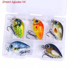 HENGJIA 28 毫米 2 克/27 毫米 1.5 克微型盒摇铃逼真软诱饵，1 盒 5 个人造鱼饵 - 彩色 - 查看 13