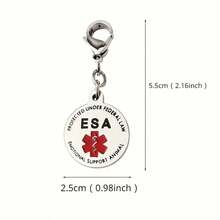 Small Emotional Support Animal ESA Tag Red Medical Alert Symbol 1 Inch ID Tag. Easily Switch Between Necklace Collars Harness And Vest - Silver - View 2