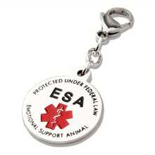 Small Emotional Support Animal ESA Tag Red Medical Alert Symbol 1 Inch ID Tag. Easily Switch Between Necklace Collars Harness And Vest - Silver - View 1