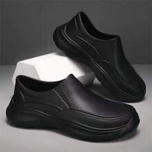 Waterproof, Oil-Resistant & Anti-Slip Chef Work Shoes, Solid/Striped, Plus Size, Rain Boots - Black - View 1