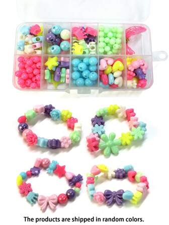 DIY Perlenarmband Herstellungskit, Zufallsfarbe, Mädchen süßes Armband Halskette Schmuckherstellungskit, Edelstein Perlen Schmuckherstellungskit Perlenkit, Mädchen Geburtstaggeschenk. Die Produkte werden in zufälliger Stil und Farbe verschickt.