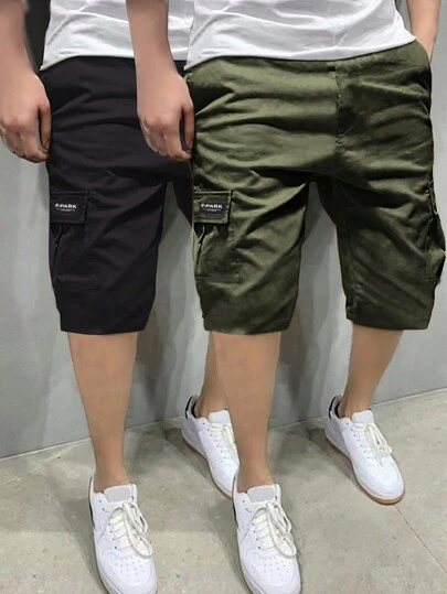 Teen Boy 2pcs Casual Pockets Printed Logo Outdoor Sports Shorts, Spring & Summer