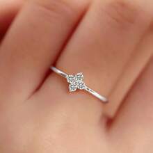 1 pieza Anillo de trébol de 4 hojas de plata esterlina S925 con baño de oro de 18k y circonita, anillo pequeño y delicado, diseño único de moda, de alta calidad, versátil, excelente regalo para festivales