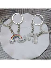 2PCS/Set Zinc Alloy Material "Best ." Personalized Keychain, Couple Keychain, Jewelry Accessories Gift, Valentine'S Day, Clothing Decoration, Keychain Gift For Boyfriend And Husband Gifts Birthday Graduation - Silver - View 11