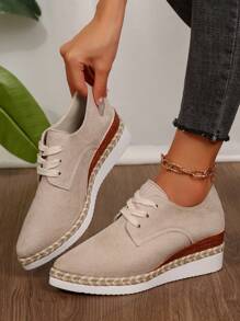 Women's New Suede Platform Wedge Casual Lace-Up Outdoor Sport Comfortable Lightweight Loafers