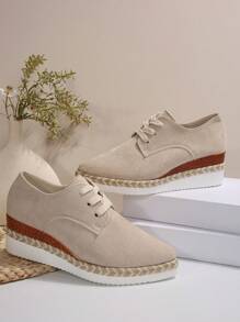 Women's New Suede Platform Wedge Casual Lace-Up Outdoor Sport Comfortable Lightweight Loafers