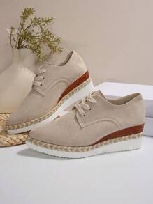 Women's New Suede Platform Wedge Casual Lace-Up Outdoor Sport Comfortable Lightweight Loafers