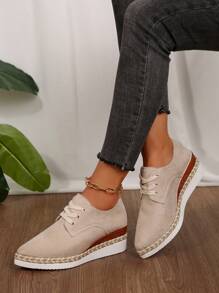 Women's New Suede Platform Wedge Casual Lace-Up Outdoor Sport Comfortable Lightweight Loafers