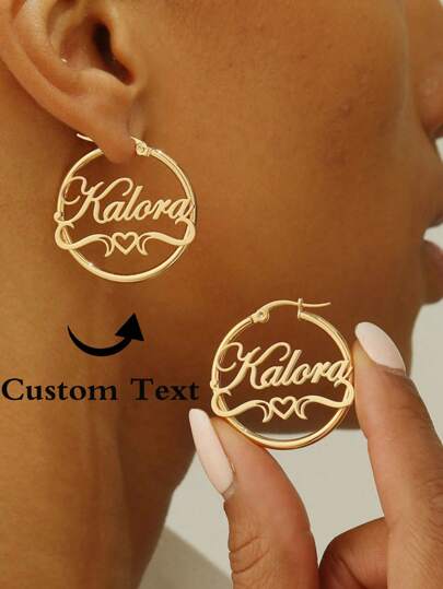 Pendientes de aro de acero inoxidable personalizables con corazón y nombre - Perfectos para cumpleaños, graduaciones y ocasiones especiales - Regalo de estilo bohemio elegante