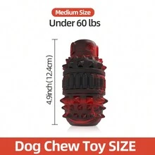 1 pieza Juguete masticable con chillido para perros, palo de goma para morder, color rojo y negro mezclado, con forma de cilindro de gas