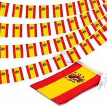 1set/30pcs Spain String Flag Pennant Banner, Small Mini Spanish Flags Bunting Banner, National Country Decoration For Party, Sports Events, Patriotic Festival, 33 Feet 30 Flags