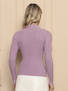 ONLYONE - ELEGANT MODAL BLOUSE WITH COMFORTABLE LONG SLEEVES AND FRONT BRAIDES - ELEGANT WOMEN'S BLOUSES SHEIN TRICOT - 紫丁香色 - 查看 2