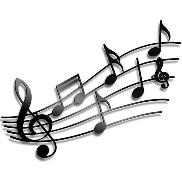 CIFbuy 1 قطعة ديكور حائط بشكل علامة موسيقية معدنية، ديكور حائط بشكل علامات موسيقية، ديكور بموضوع الموسيقى، مناسب للديكور المنزلي الحديث