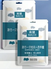 1set 4pcs Travel Disposable Bed Sheet, Duvet Cover, Pillowcase, Bedding Set For Double Bed In Hotels & While Traveling