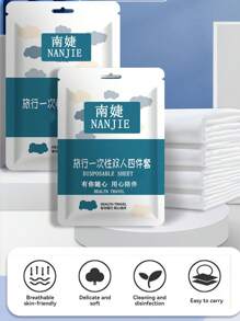 1set 4pcs Travel Disposable Bed Sheet, Duvet Cover, Pillowcase, Bedding Set For Double Bed In Hotels & While Traveling