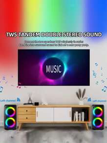 Wireless Speaker With Subwoofer, Large Boombox Speaker, Stereo Speaker, Subwoofer, Outdoor Wireless Speaker, Party Disco Light, TWS, TF, AUX, MIC - 黑色 - 查看 9