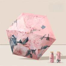 Mini UV Protection Umbrella, 6 Ribs, Gold-Coated Fabric, Lightweight, Compact Pocket Umbrella, Gift Umbrella For Ladies Boy Valentine Heart Valentine Summer Cooling,Beach,Travel