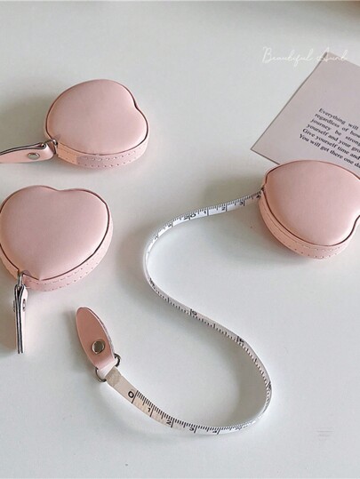 1pc Mini Retractable Heart-Shaped Tape Measure 1.5m, For Waist Bust Girth Measurement, Portable Home Use