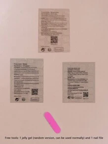 引人注目的24入組長形杏仁大理石混色美甲及1入組美甲護理工具，包括美甲文件和1張美甲膠帶，裝飾美甲必備 - 彩色 - 查看 6