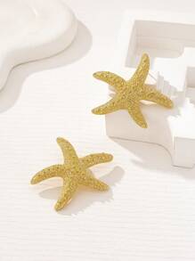 1 Pair Fashion Elegant Personalized Starfish Stud Earrings - Yellow Gold - View 2