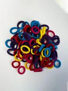 100Pcs Girls Elastic Hair Bands Colorful Nylon Small Headband For Teen Ponytail Holder Scrunchie Teen Hair Accessories - Multicolor - View 4