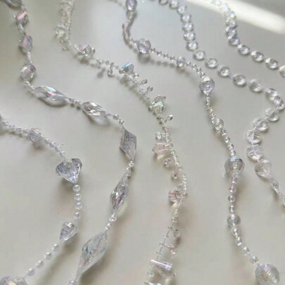 1pc Acrylic Bead Curtain Chain, DIY Wedding Decoration Crystal Bead Curtain, Stage Ceiling Decor Crystal Christmas Tree Hanging Beaded Chain,Christmas