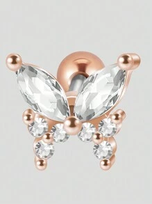 1PC Stainless Steel Cz Butterfly Ear Tragus Cartilage Turquoise Butterfly Lobe Helix Daith Earrings Piercing Body Jewelry - As Shown - View 24