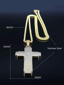 قلادة صليب مسيحي وكتاب مقدس للنساء من الفولاذ المقاوم للصدأ باللون الذهبي، سلسلة أبونا للرجال - قلادة - مشاهدة 6