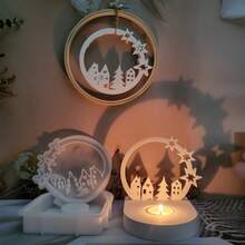 1 件圆形房屋壁挂硅胶树脂模具、城市世界浮雕石膏模具、节日氛围烛台装饰环氧硅胶铸造模具用于墙面装饰办公室客厅花园、印象派艺术装饰模具、DIY 制作手工家居展示装饰工艺品模具、桌面、橱柜装饰 - 白色 - 查看 4