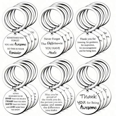 24pcs Inspirational Key Chain, Appreciation Keychains, Suitable For Teachers, Coworkers, Employees, Motivational Phrases, 6 Styles, For Men & Women Students Car Accessories Bag Charm School Letter Cute Goth Y2k Halloween Accessories Teachers Day Gifts For Mother, Father, Graduation, And Teacher
