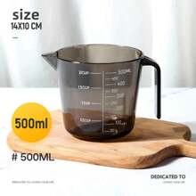 1 Piece, Transparent Measuring Cup With Scale 250ml500ml1000ml Large Capacity Plastic Measuring Cup, Suitable For Home Kitchen Production, Milk Tea Baking Measurement - Multicolor - View 8