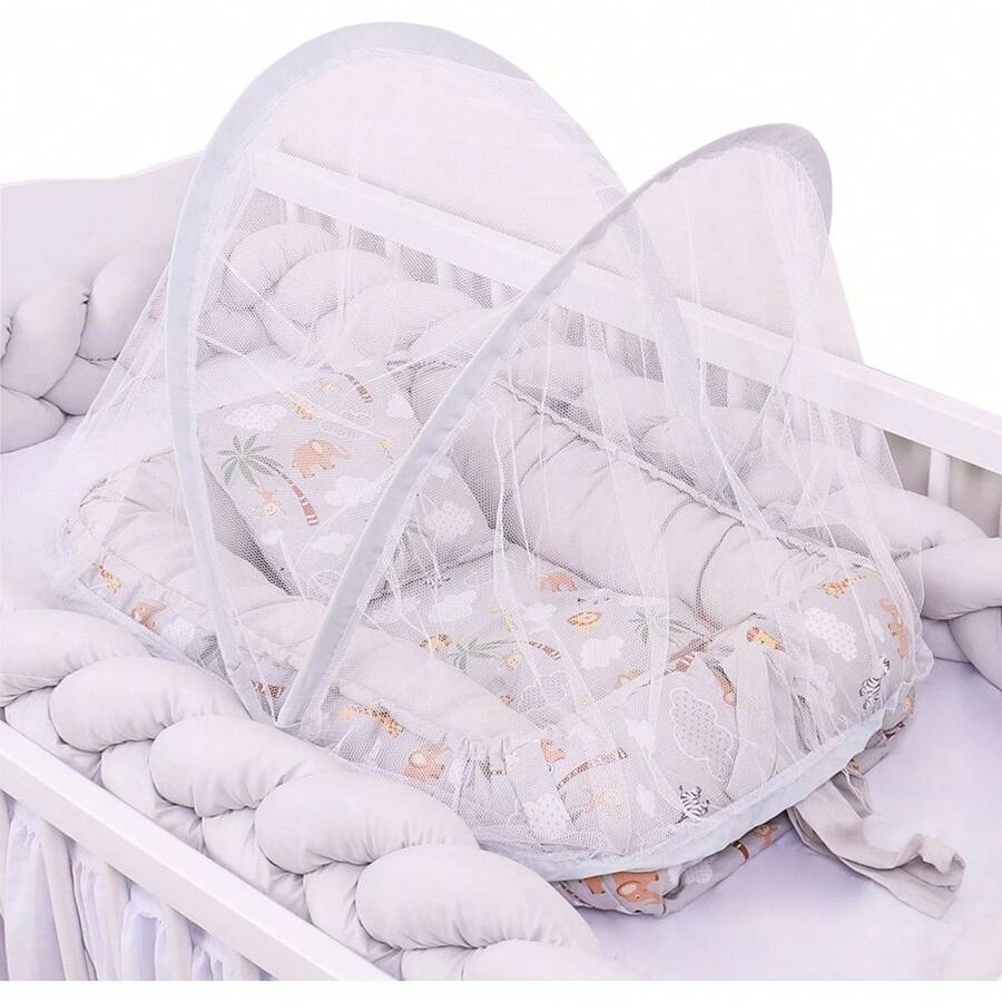 Baby Crib Reducer Nest With Mosquito Net For Boys And Girls - 灰色 - 查看 1