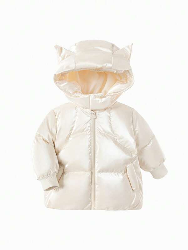 Balabala Baby Down Jacket Girls' Coat Winter Medium-Long Kitten Shape Cute Fun Fashionable Warm