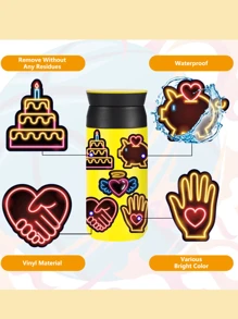 50pcs Vibrant Neon Heart-Shaped Flamingo Decal Stickers - Sticker Pack - Cute Cartoon Designs, Waterproof Vinyl Stickers Decals For Laptops, Water Bottles & Luggage - Reusable, Mixed Colors, PP Material - Perfect For Motorcycle, Car, Skateboard, Trunk, Water Cup, And Graffiti Decoration - Color as Shown - View 6